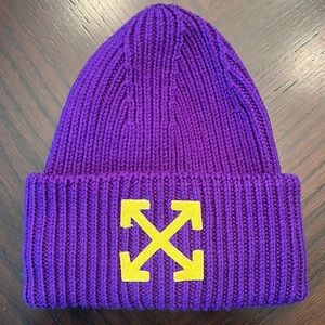 Off-White Ribbed Beanie Purple Lime Liime Men’s
